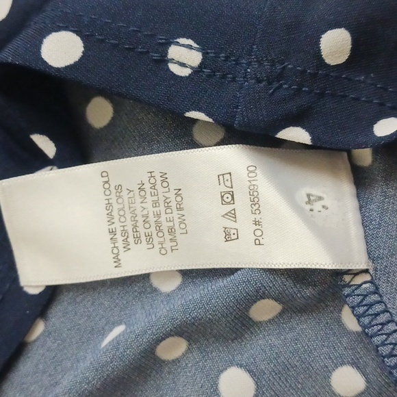 Woman within 1X 22/24 Navy and White Polka Dot Dress - Picture 6 of 6